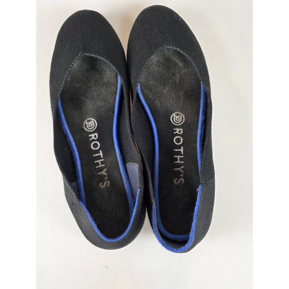 Rothys The Flat Slip On Ballet Shoe Black Size 8